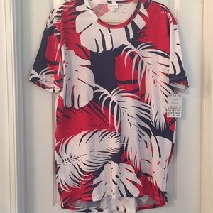 Unisex Red, White & Blue Palm Leaves Top Sz Lg (14-16) NWT